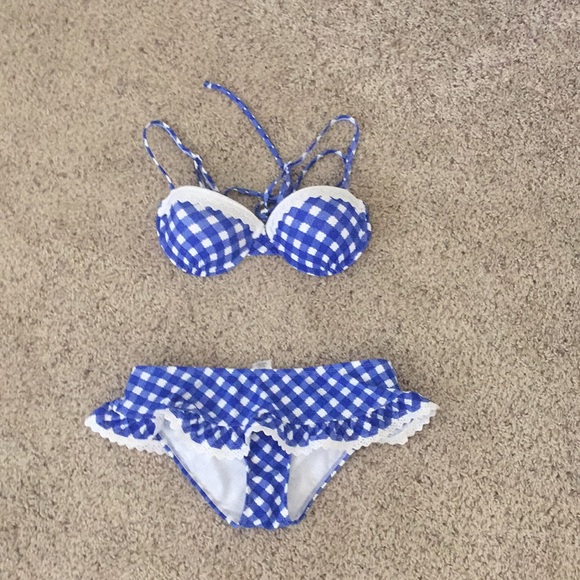 blue gingham bathing suit
